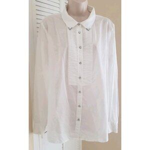TWO BY VINCE CAMUTO WHITE LONG SLEEVE BUTTON DOWN BLOUSE SHIRT XLARGE